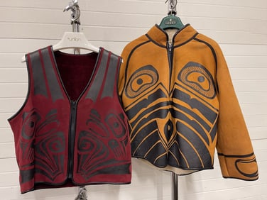 CHILKAT MOTIF COAT AND VEST.
