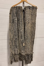 TWO DENA GENUINE REX RABBIT FUR SHAWLS.