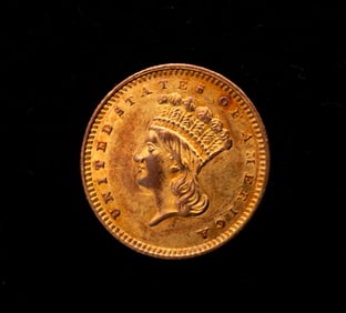 1862 INDIAN HEAD 1 DOLLAR GOLD COIN.