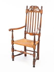 AMERICAN MAPLE BANNISTER BACK ARMCHAIR.