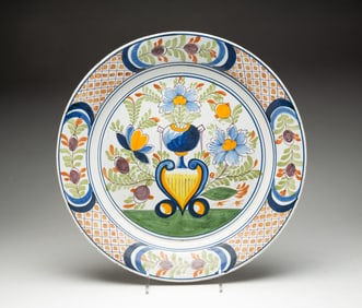 DELFT CHARGER WITH POLYCHROME DECORATION.
