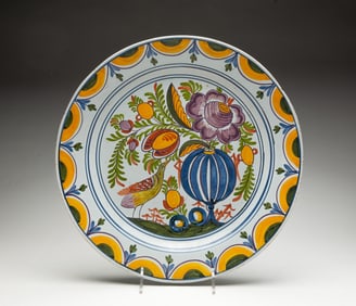 DELFT CHARGER WITH POLYCHROME DECORATION.