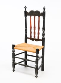 AMERICAN PAINTED BANNISTER BACK SIDE CHAIR.