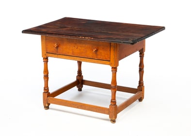 AMERICAN MAPLE AND PINE ONE-DRAWER TAVERN TABLE.