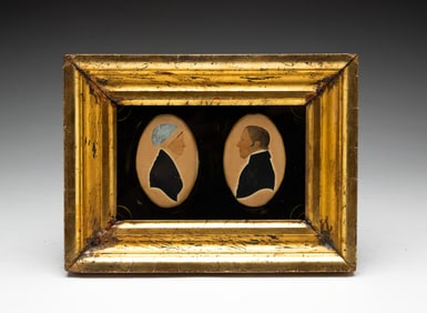 AMERICAN DOUBLE PORTRAIT MINIATURES OF REV. D. ISAAC AND WIFE.
