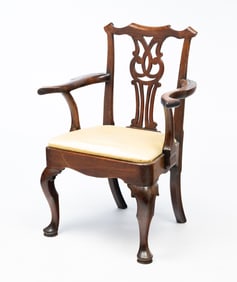 GEORGE II WALNUT ARMCHAIR.
