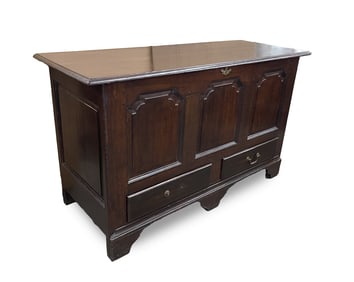 ENGLISH PANELED OAK TWO-DRAWER BLANKET CHEST.