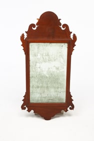 AMERICAN CHIPPENDALE FRET-CARVED MAHOGANY MIRROR.