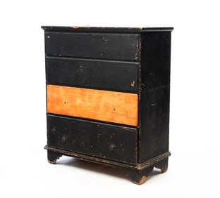NEW ENGLAND PAINTED PINE MULE CHEST.