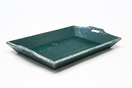 AMERICAN PAINTED DOUBLE-HANDLED SERVING TRAY.