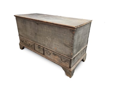 PENNSYLVANIA FEDERAL BLUE-WASHED POPLAR THREE-DRAWER BLANKET CHEST.