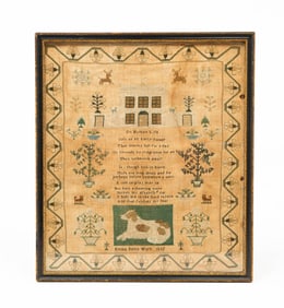EMMA DALES MEMORIAL PETIT POINT SAMPLER, DATED 1835.