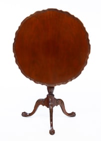 AMERICAN CHIPPENDALE STYLE MAHOGANY BIRDCAGE-ACTION TEA TABLE.