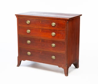 EASTERN NORTH CAROLINA FEDERAL CHERRY AND STRING-INLAID FOUR-DRAWER CHEST.