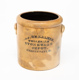 CINCINNATI, OHIO SALT GLAZED STONEWARE JAR.