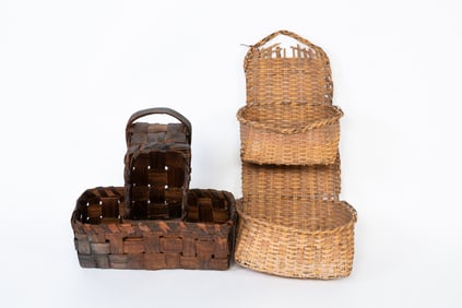 TWO AMERICAN SPLINT BASKET WALL POCKETS.