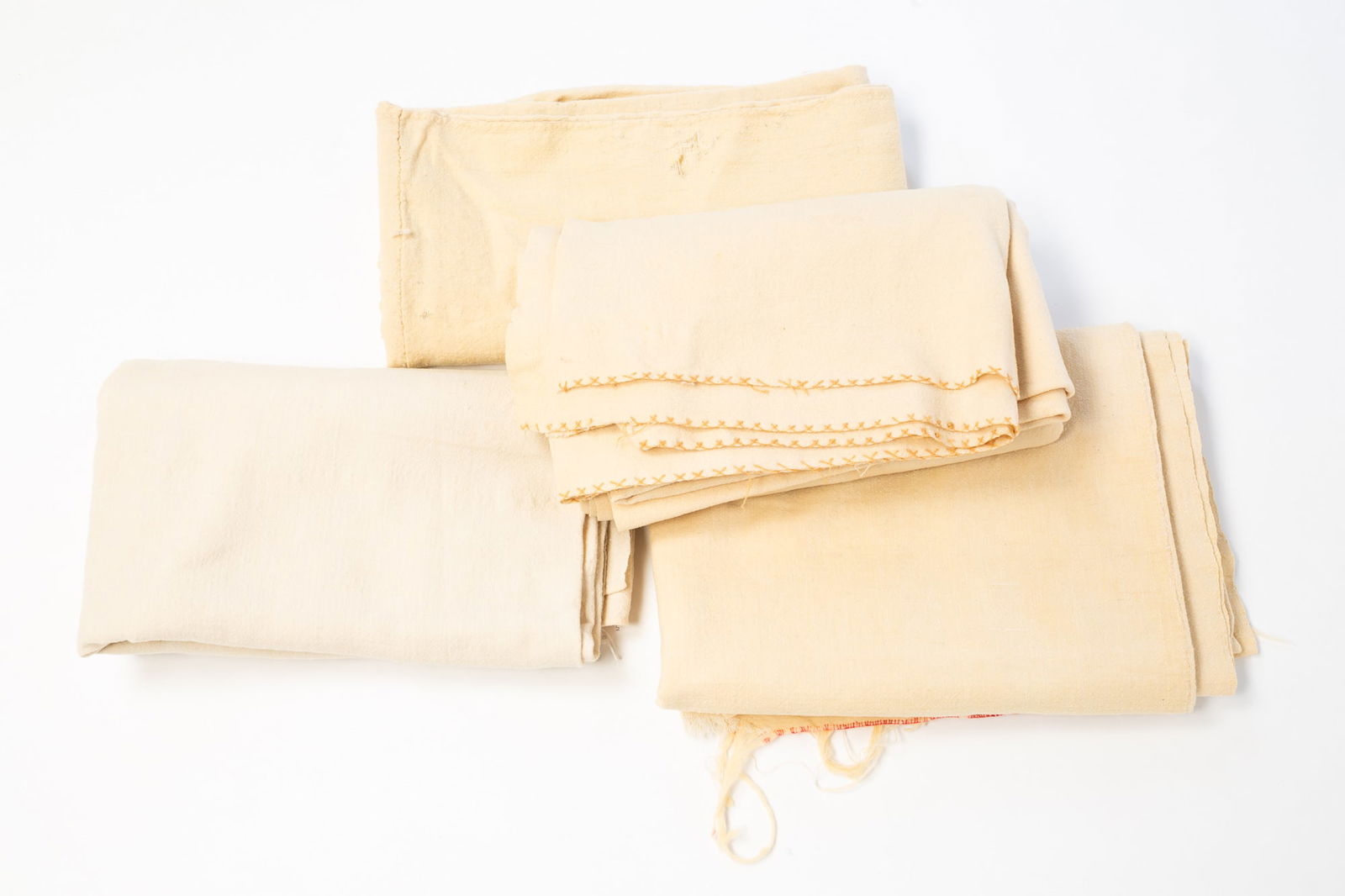 FOUR HOMESPUN TEXTILES. (1 of 8)