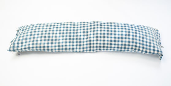 AMERICAN BOLSTER WITH HOMESPUN PILLOW CASE.