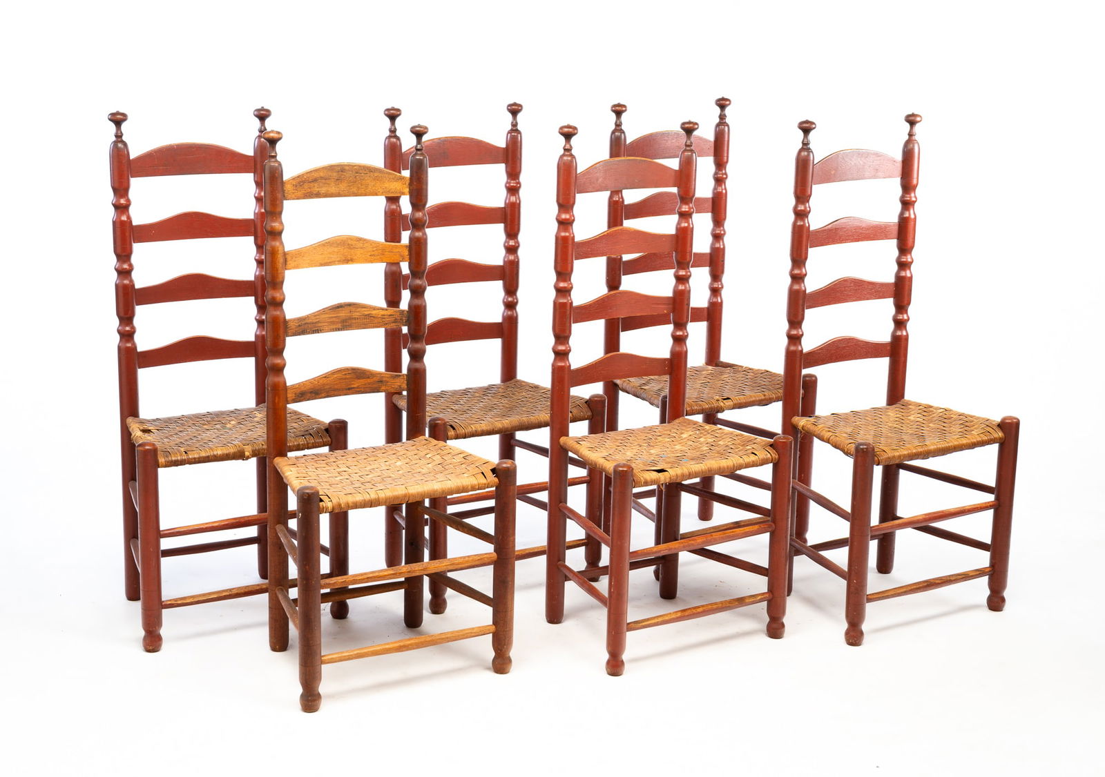 SET OF SIX AMERICAN PAINTED LADDERBACK SIDE CHAIRS. (1 of 5)