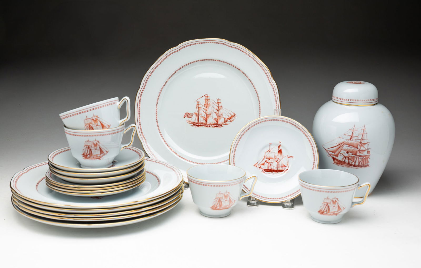 SPODE "RED TRADE WINDS" FINE STONE PARTIAL SERVICE. (1 of 4)