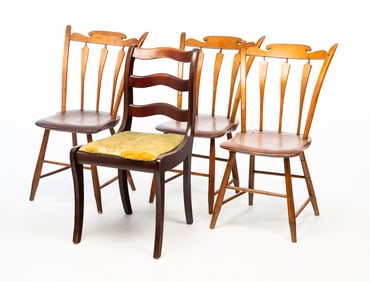 FOUR AMERICAN SIDE CHAIRS, INCL. THREE ARROW-BACK EXAMPLES.