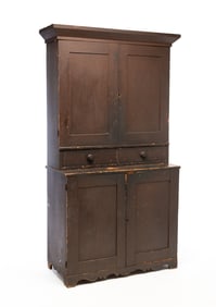 AMERICAN PINE STEPBACK CUPBOARD.