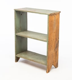 AMERICAN PAINTED PINE THREE-TIER BOOTJACK SHELF.