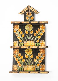 BELGIAN FOLK ART POLYCHROME-DECORATED SPOON RACK.