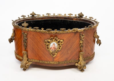 FRENCH PORCELAIN AND GILT METAL-MOUNTED KINGWOOD JARDINIÈRE.