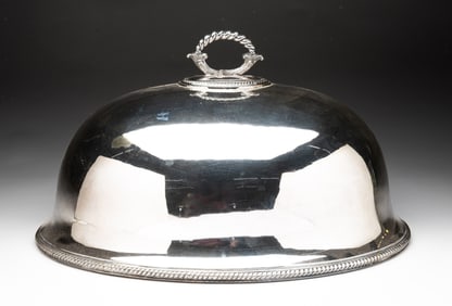ENGLISH SILVER PLATE HOT WATER URN AND FOOD DOME.