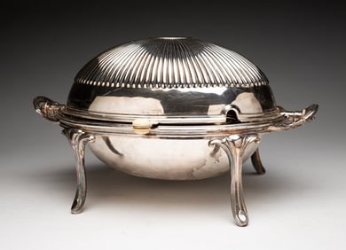 ENGLISH SILVER PLATE DOMED BREAKFAST SERVER.