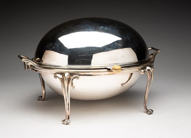ENGLISH SILVER PLATE DOMED BREAKFAST SERVER.