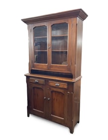 VICTORIAN WALNUT STEPBACK CUPBOARD.