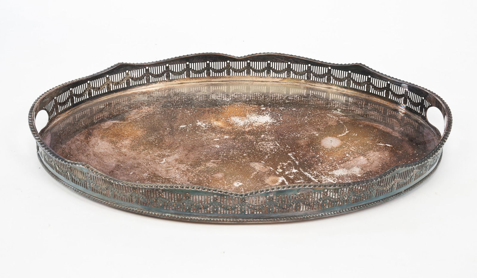 ENGLISH SHEFFIELD SILVER PLATE TRAY. (1 of 4)