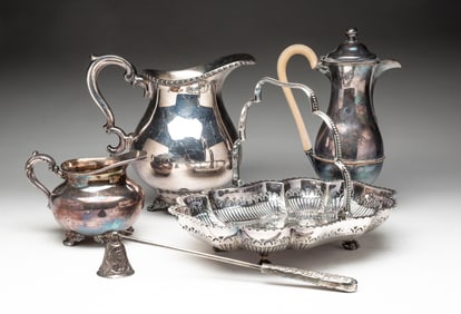 COLLECTION OF EARLY SILVER PLATE TABLEWARE.