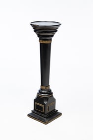 AMERICAN CLASSICAL REVIVAL GILT METAL-MOUNTED AND EBONIZED PEDESTAL.