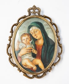 MINIATURE PAINTING OF THE MADONNA AND CHILD.