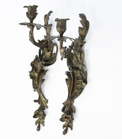 PAIR OF FRENCH LOUIS XV-STYLE BRONZE ONE-LIGHT SCONCES.