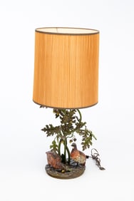 ITALIAN TOLE BIRD LAMP BY THE WALTER HATCHES COMPANY.
