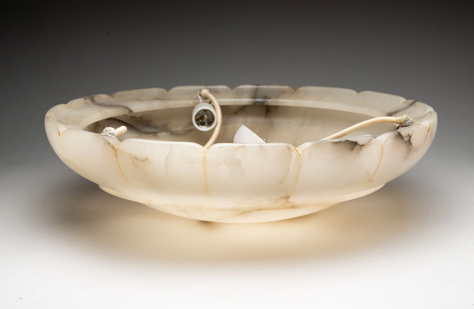 ALABASTER THREE LIGHT CHANDELIER. (1 of 4)