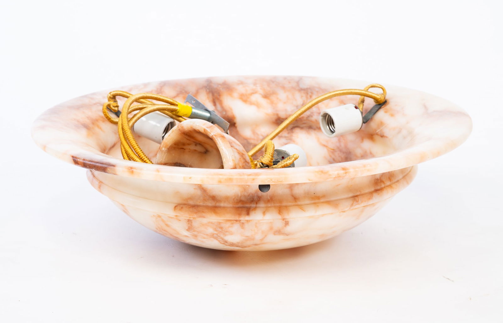 ALABASTER THREE LIGHT CHANDELIER. (1 of 3)