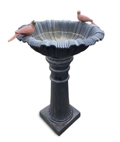 CAST IRON BIRD BATH.