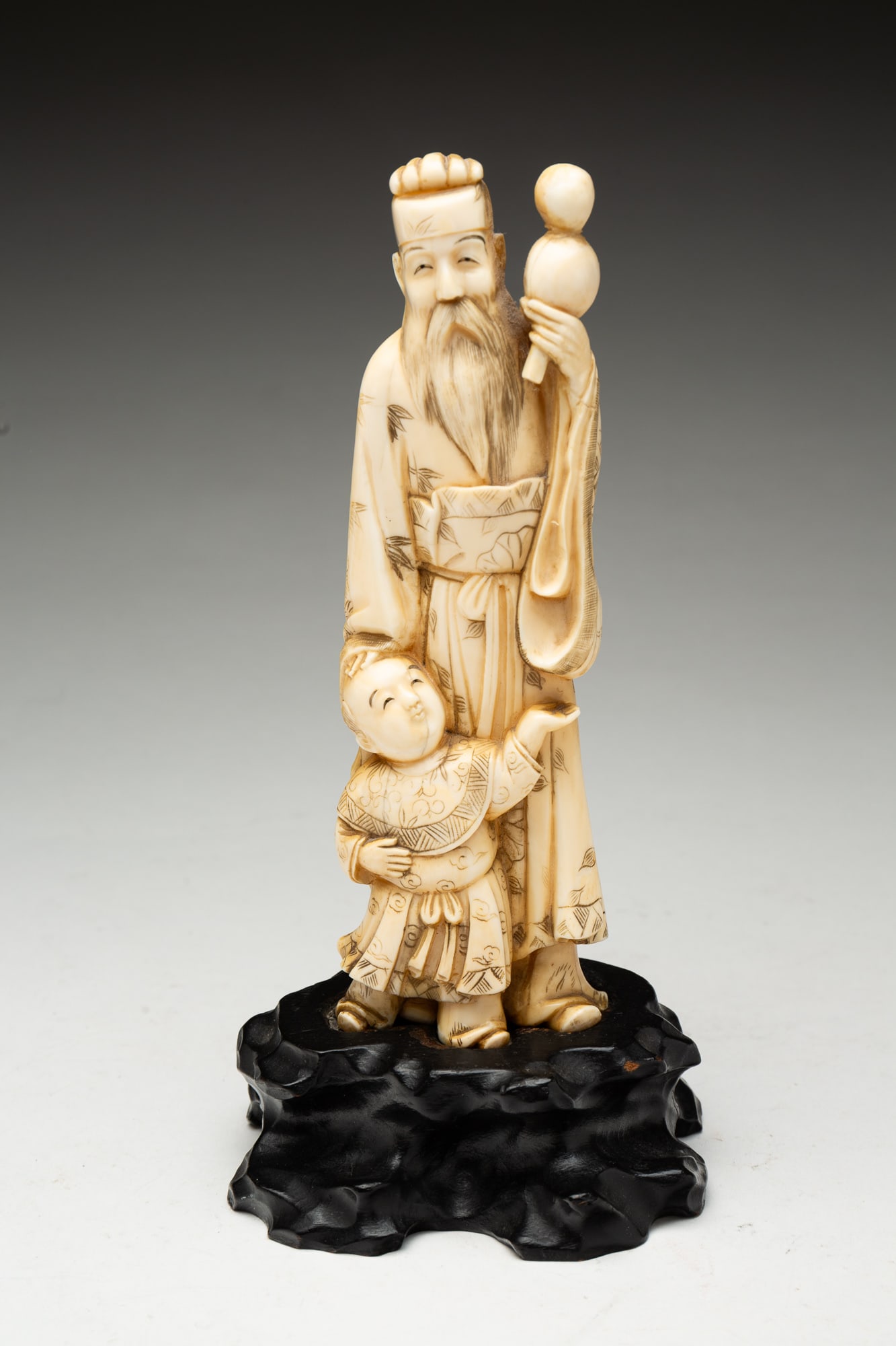 ASIAN TAOIST SAGE FIGURAL CARVING. (1 of 5)