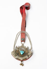 TIBETAN LEATHER, SILVER, AND BRASS TINDER POUCH, BAGHU, OR CHUCKMUK.