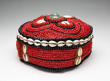 TIBETAN BEADED HAT.