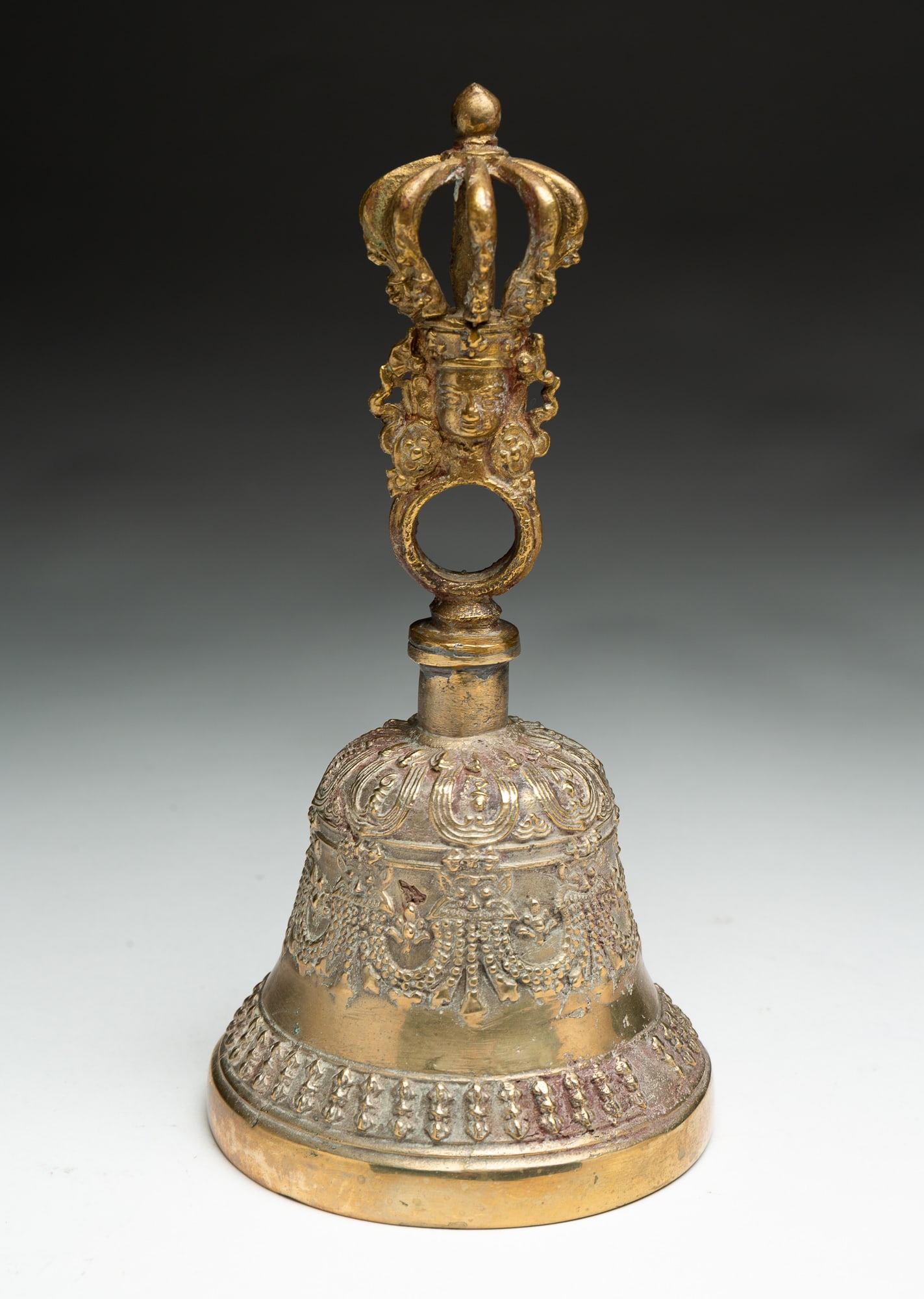TIBETAN BRASS TEMPLE BELL. (1 of 4)