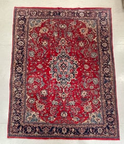 TURKISH MASHAD AREA RUG.