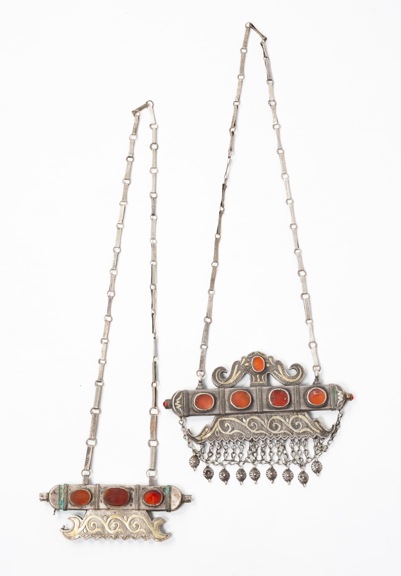 TWO TURKMEN AMULET NECKLACES (1 of 4)