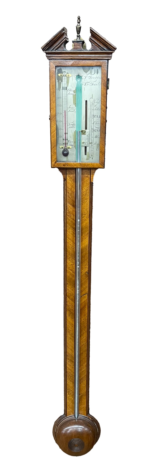 ENGLISH MAHOGANY STICK BAROMETER. (1 of 3)