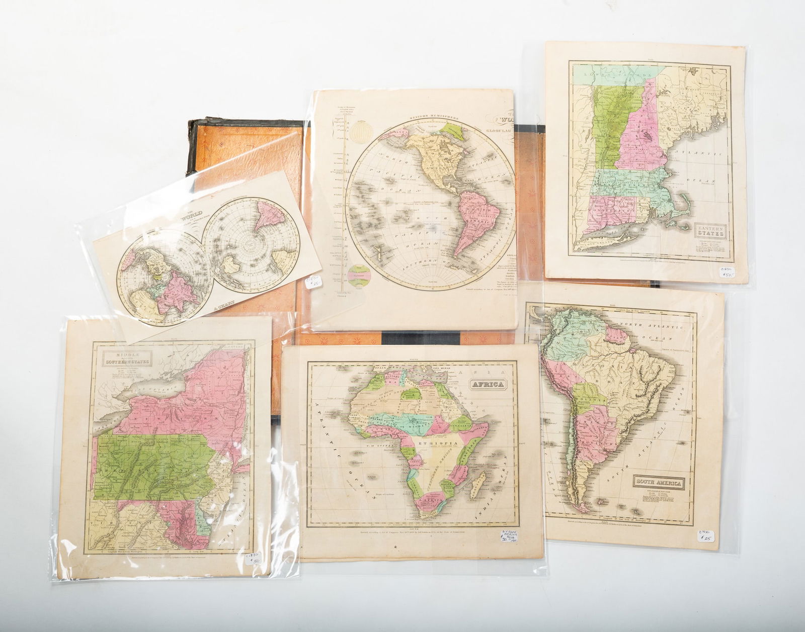 PORTFOLIO OF HAND-COLORED MAPS, INCL. D.F. ROBINSON AND COMPANY. (1 of 8)
